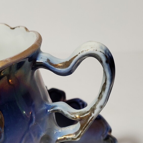 Royal Thuringia Teacup and Saucer Blue Floral - Picture 5 of 12